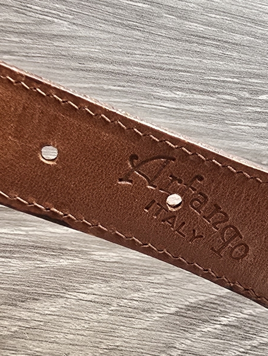 Cognac Tan Leather Belt Size 36 Brass Buckle Made in Italy Womens Classic main image 4